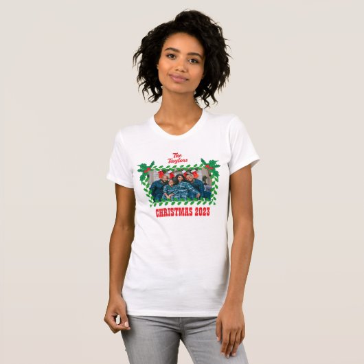 Weihnachtsfotovorlage für die Familie T-Shirt (Vorne ganz)