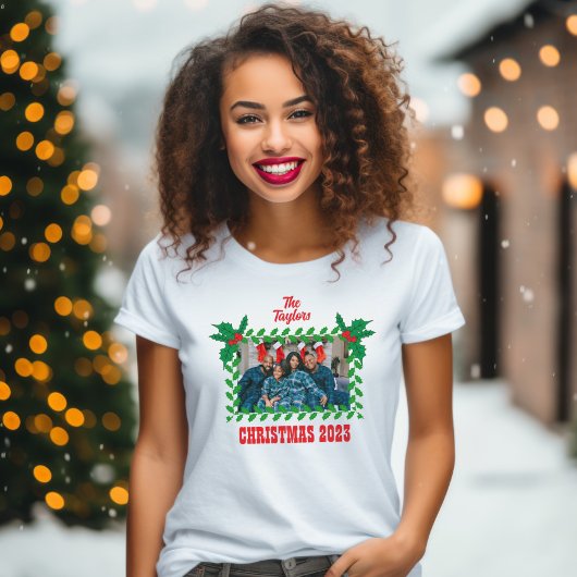 Weihnachtsfotovorlage für die Familie T-Shirt