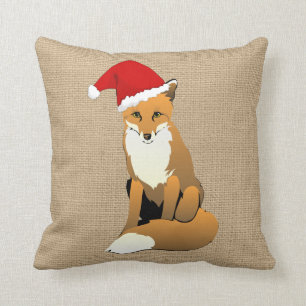 WeihnachtsFox auf Imitat-Leinwand-Kissen Kissen