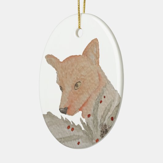 Weihnachtsfox aus Holz Keramik Ornament (Links)