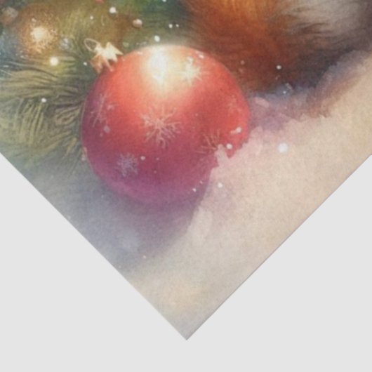 Weihnachtsfox-Baby und Mutter Dekoupage Seidenpapier (Ausschnitt)