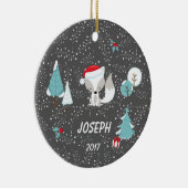 Weihnachtsfox-Baum-graue Wintersprigs-Verzierung Keramikornament (Rechts)
