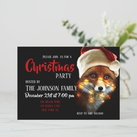 Weihnachtsfox. Einladung (Stehend Vorderseite)