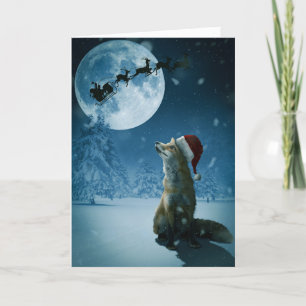 Weihnachtsfox Faltgeklappte Urlaubskarte. Feiertagskarte