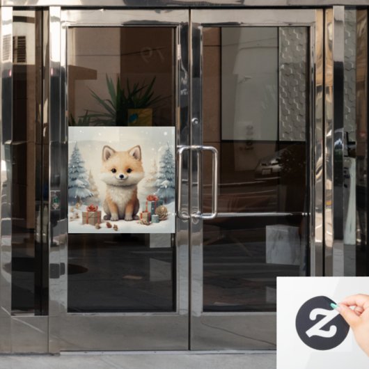 Weihnachtsfox Fensteraufkleber (Büro Tür)