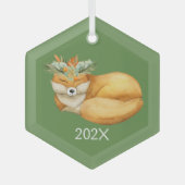 Weihnachtsfox für Aquarellfarben Jahr Ornament Aus Glas (Vorderseite)