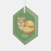 Weihnachtsfox für Aquarellfarben Jahr Ornament Aus Glas (Vorderseite Links)