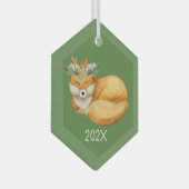 Weihnachtsfox für Aquarellfarben Jahr Ornament Aus Glas (Vorderseite Rechts)