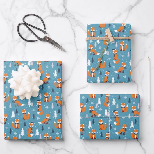 Weihnachtsfox Geschenkpapier Set (Vorderseite)