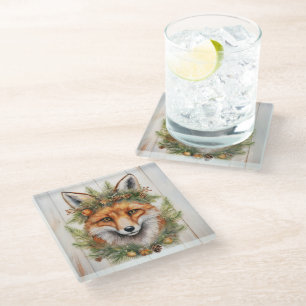 Weihnachtsfox Glasuntersetzer