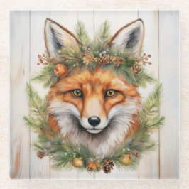 Weihnachtsfox Glasuntersetzer