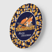 Weihnachtsfox Große Wanduhr (Winkel)