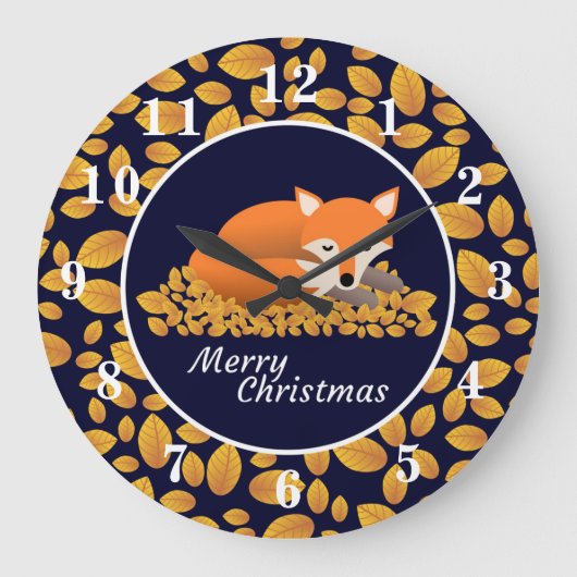 Weihnachtsfox Große Wanduhr (Vorderseite)