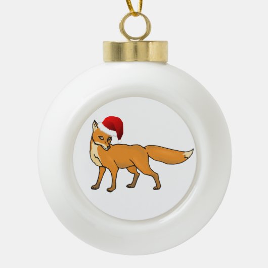 Weihnachtsfox Keramik Kugel-Ornament (Vorderseite)