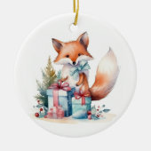 Weihnachtsfox Keramik Ornament (Vorne)