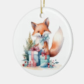 Weihnachtsfox Keramik Ornament (Links)