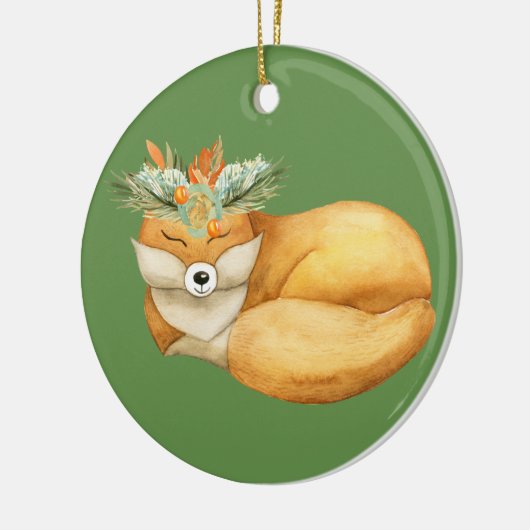 Weihnachtsfox Keramik Ornament (Links)