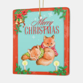Weihnachtsfox Keramikornament (Links)