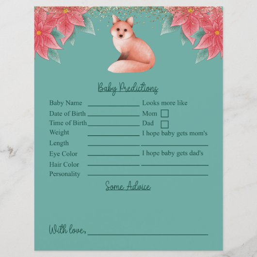 Weihnachtsfox Kinderdusche Vorhersagen und Ratschl (Vorderseite)