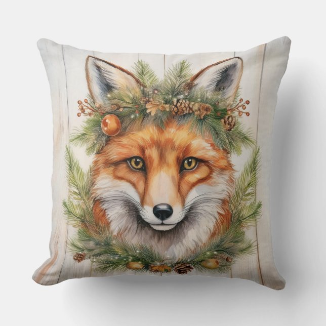 Weihnachtsfox Kissen (Vorderseite)