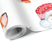 Weihnachtsfox mit Lila Geschenk Geschenkpapier (Rolleneckpunkt)