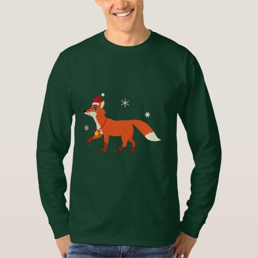 WeihnachtsFox mit Weihnachtsmannmütze und T-Shirt (Vorderseite)