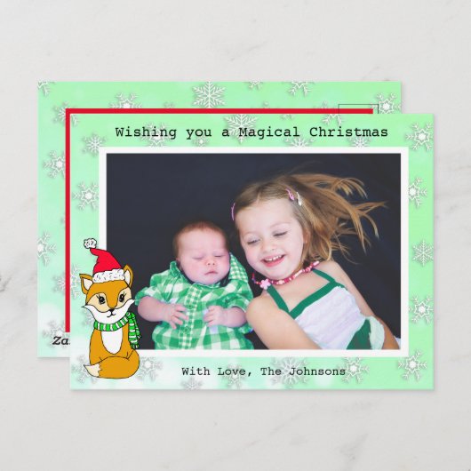 Weihnachtsfox Niedliche Personalisierte Fotokarte Postkarte (Vorne/Hinten)