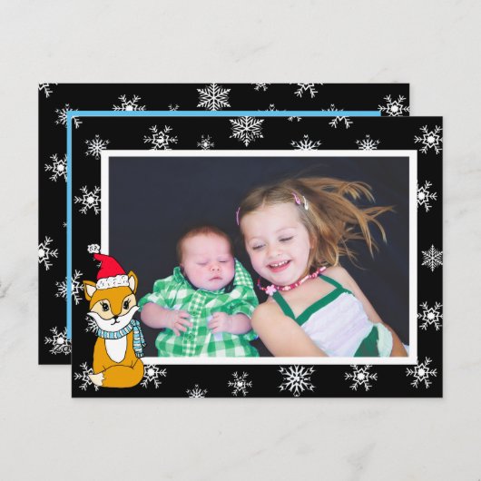 Weihnachtsfox Niedliche Personalisierte Fotokarte Postkarte (Vorne/Hinten)