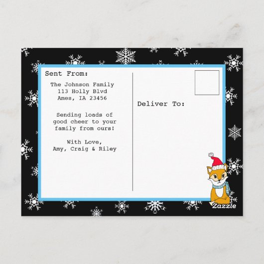 Weihnachtsfox Niedliche Personalisierte Fotokarte Postkarte (Rückseite)