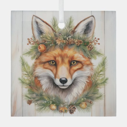 Weihnachtsfox Ornament Aus Glas (Vorderseite)