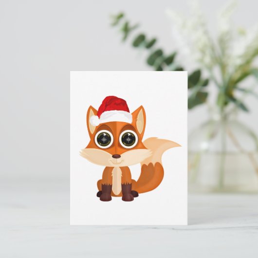 Weihnachtsfox Postkarte (Stehend Vorderseite)