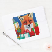Weihnachtsfox Quadratischer Aufkleber (Umschlag)