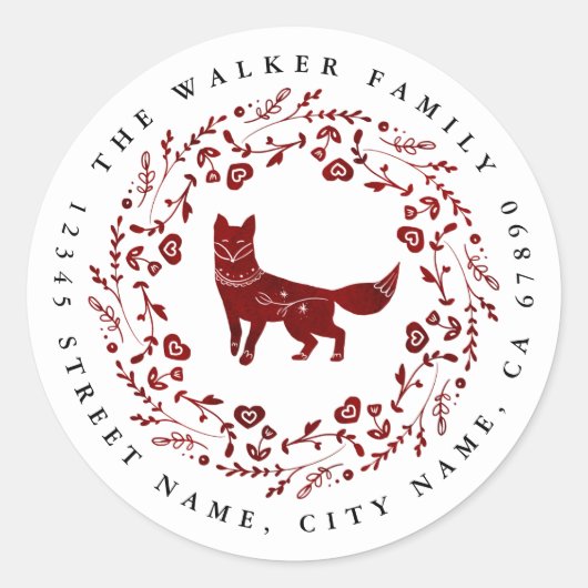 Weihnachtsfox-Round-Stickers Runder Aufkleber (Vorderseite)