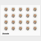 Weihnachtsfox-Round-Stickers Runder Aufkleber (Blatt)