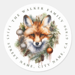 Weihnachtsfox-Round-Stickers Runder Aufkleber