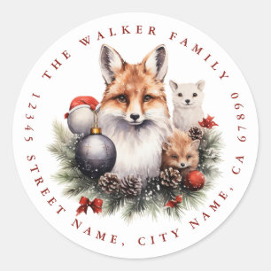 Weihnachtsfox-Round-Stickers Runder Aufkleber
