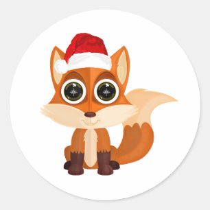 Weihnachtsfox Runder Aufkleber