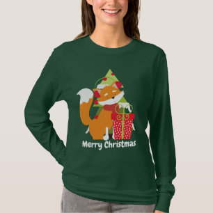 WeihnachtsFox und Baum addieren den T - Shirt der