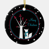 Weihnachtsfox und -baum von unserem Haus bis zu Ih Keramik Ornament (Vorne)