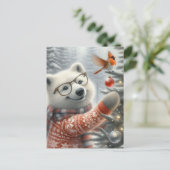 Weihnachtsfox und Kardinal Postkarte (Stehend Vorderseite)