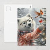 Weihnachtsfox und Kardinal Postkarte (Vorne/Hinten)