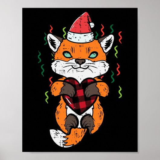 Weihnachtsfox Weihnachtsmann Mädchen Jungen Kinder Poster (Vorne)