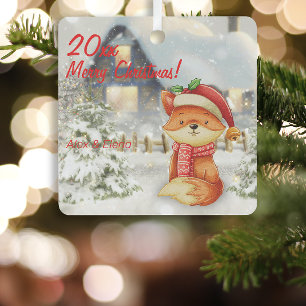 Weihnachtsfoxhaus Metal Square Ornament Aus Metall