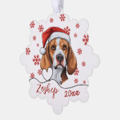 Weihnachtsfoxhund Hund Personalisiert Ornament Karte (Linke Ecke)