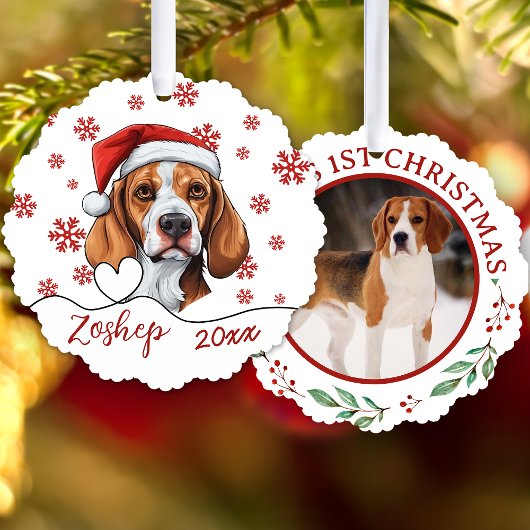Weihnachtsfoxhund Hund Personalisiert Ornament Karte