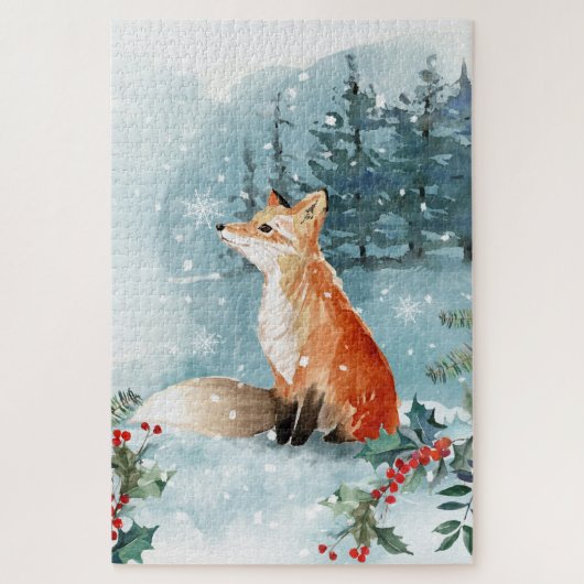 Weihnachtsfoxschneewald Puzzle (Vertikal)