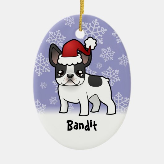 Weihnachtsfranzösische Bulldogge (addieren Sie Keramik Ornament (Vorne)