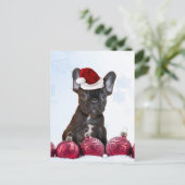 Weihnachtsfranzösische Bulldogge Feiertagspostkarte (Stehend Vorderseite)