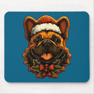 Weihnachtsfranzösische Bulldogge mit Santa-Hut Gin Mousepad