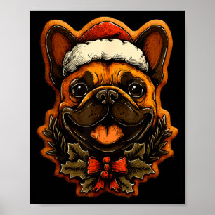 Weihnachtsfranzösische Bulldogge mit Santa-Hut Gin Poster